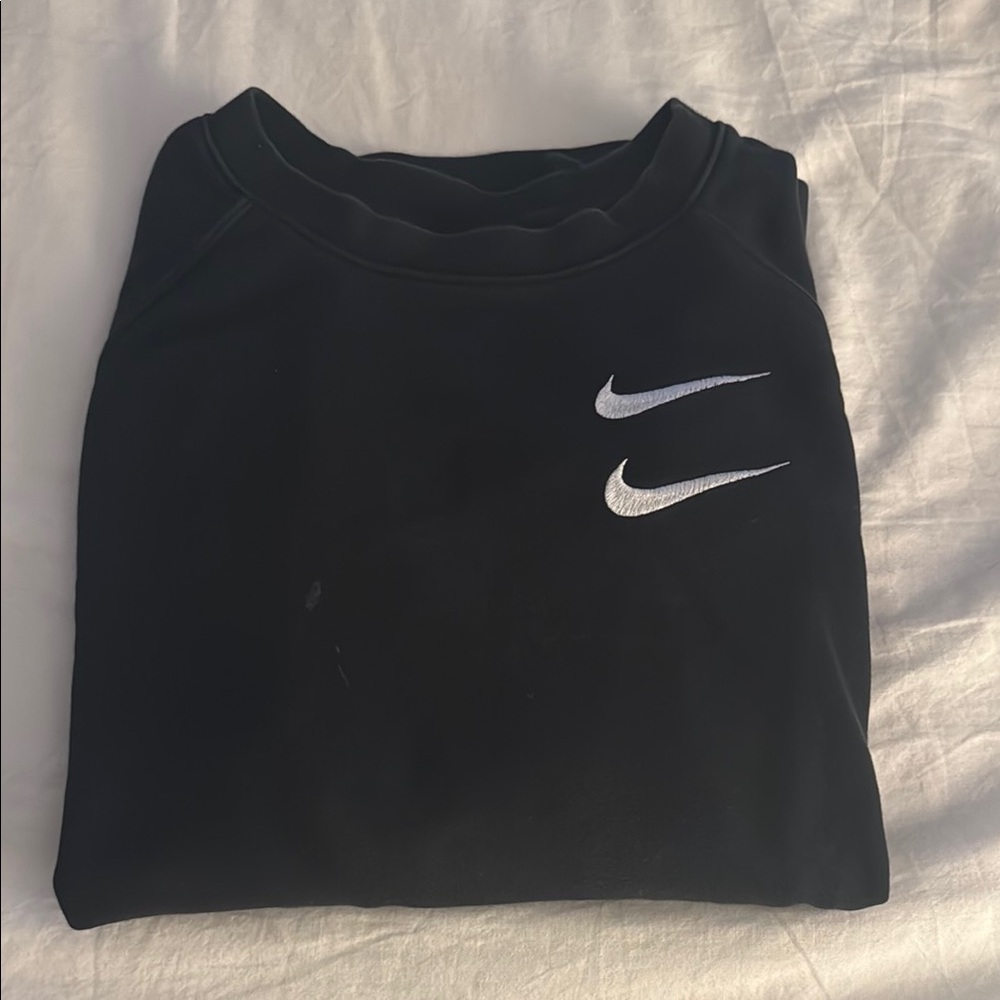 Nike Black Pullover with Dual White Swooshes